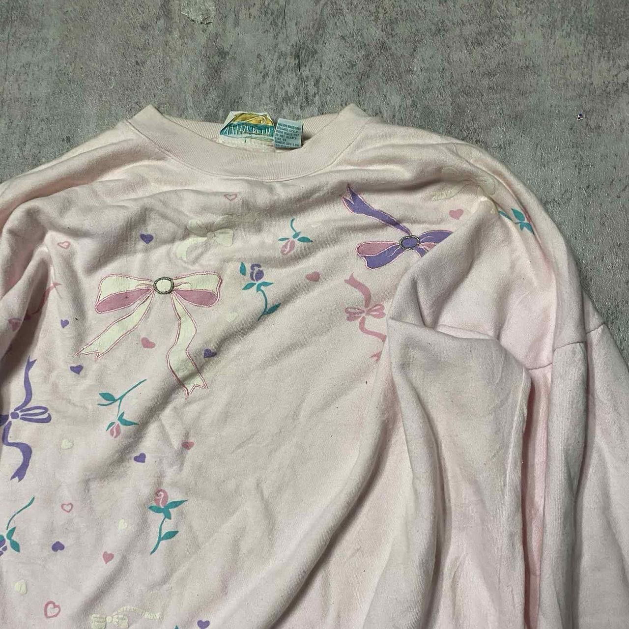 Other Pastel pink and purple floral bow design sweatshirt Size US M / EU 48-50 / 2 - 3 Thumbnail