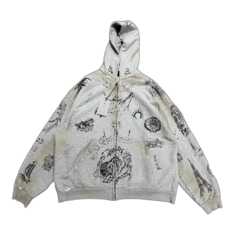 Balenciaga 24ss Tattoo Distressed ロンT 洗練された【BALENCIAGA】タトゥー グラフィック Tシャツ 24SS
