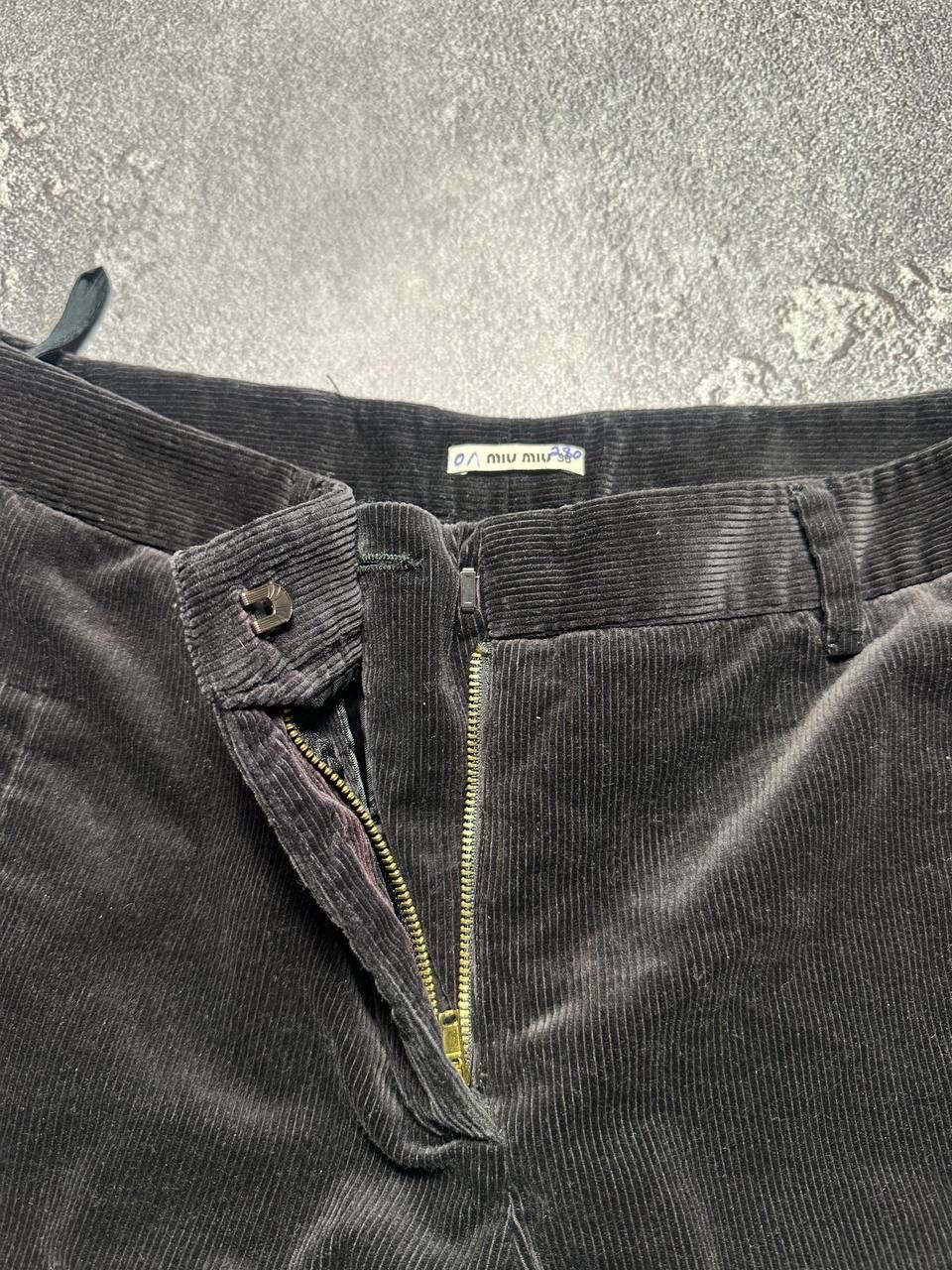 Miu Miu × Vintage 2000’s MIU MIU BLACK CORDUROY TROUSERS Size 38" / US 16 / IT 52 - 6 Thumbnail
