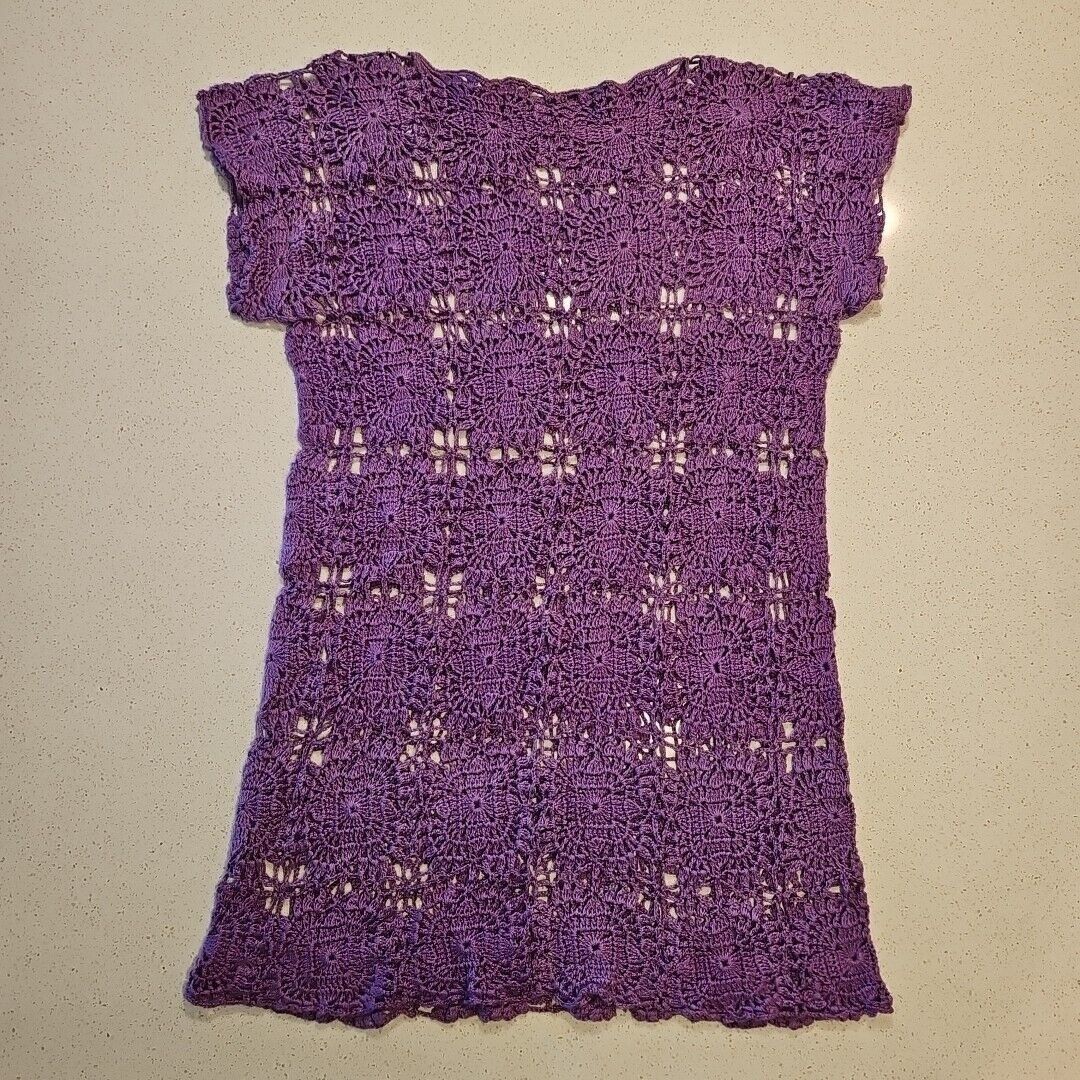 Other Handmade Crochet Dress Womens S/M Purple Boho Tunic Beach Co Size S / US 4 / IT 40 - 8 Thumbnail