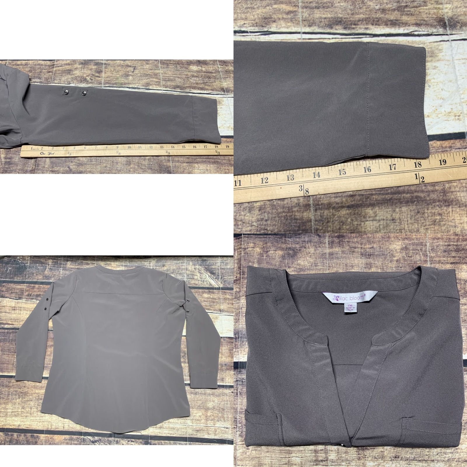 Vintage Lilac Bloom Pullover 3 Button Blouse Shirt Gray Size 2XL Long Sleeve# Size XXL / US 16-18 / IT 52-54 - 8 Thumbnail