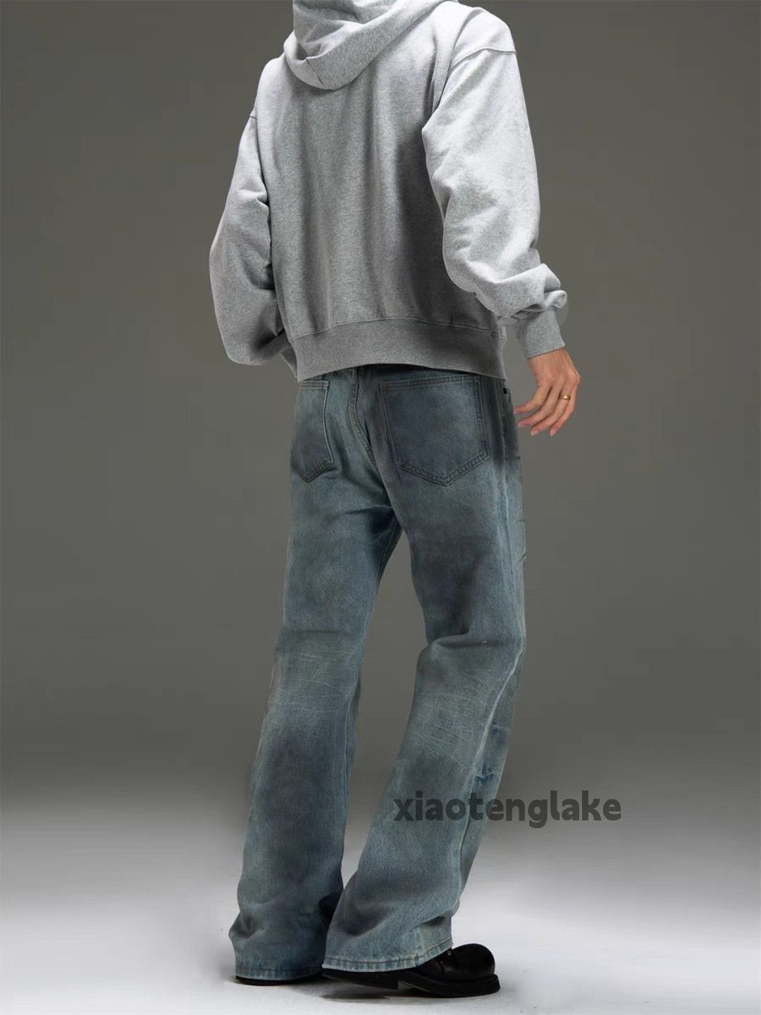 Jean × Vintage washed faded loose stain flared punk grunge jeans Size US 33 - 5 Thumbnail