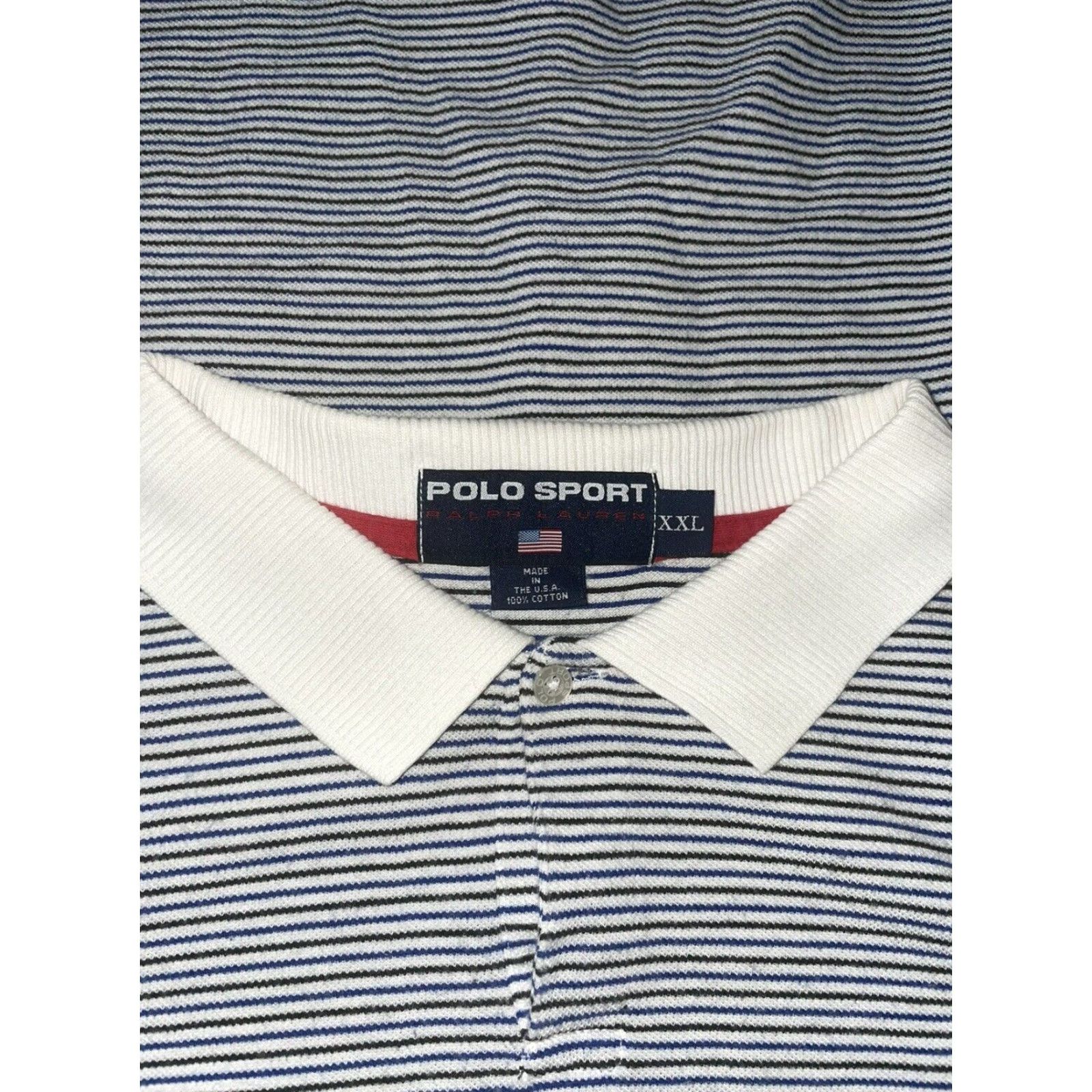Vintage VINTAGE Polo Ralph Lauren Polo Men 2XL White Blue Black Striped Sports Palmers Size US XXL / EU 58 / 5 - 5 Thumbnail