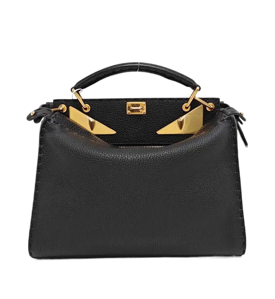 Fendi FENDI Peekaboo mini black cowhide leather handbag gold hardware Size ONE SIZE - 1 Thumbnail