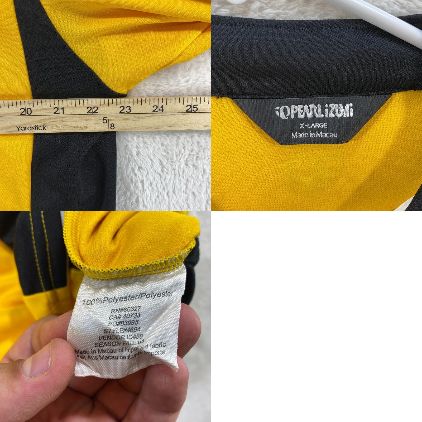 PEARL iZUMi Pearl Izumi Men Shirt XL Cycling Bicycle Jersey Yellow Black Long Sleeve 3/4 Zip Size US XL / EU 56 / 4 - 8 Thumbnail