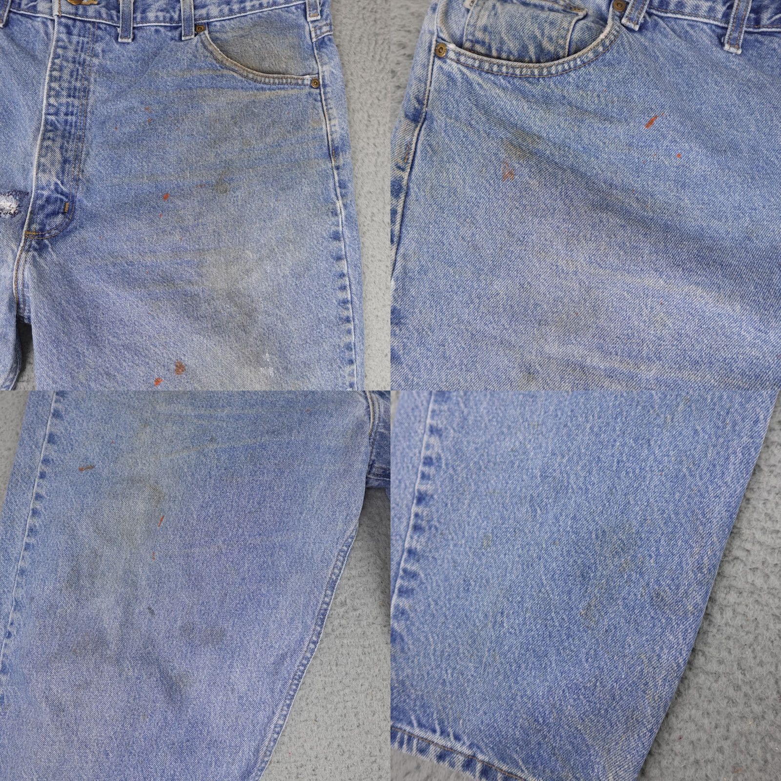 Carhartt Carhartt Jeans Regular Adult 44x32 Blue Denim Leather Patch 90s Logo Distressed Work B17 DST USA Mens Size US 44 / EU 60 - 8 Thumbnail