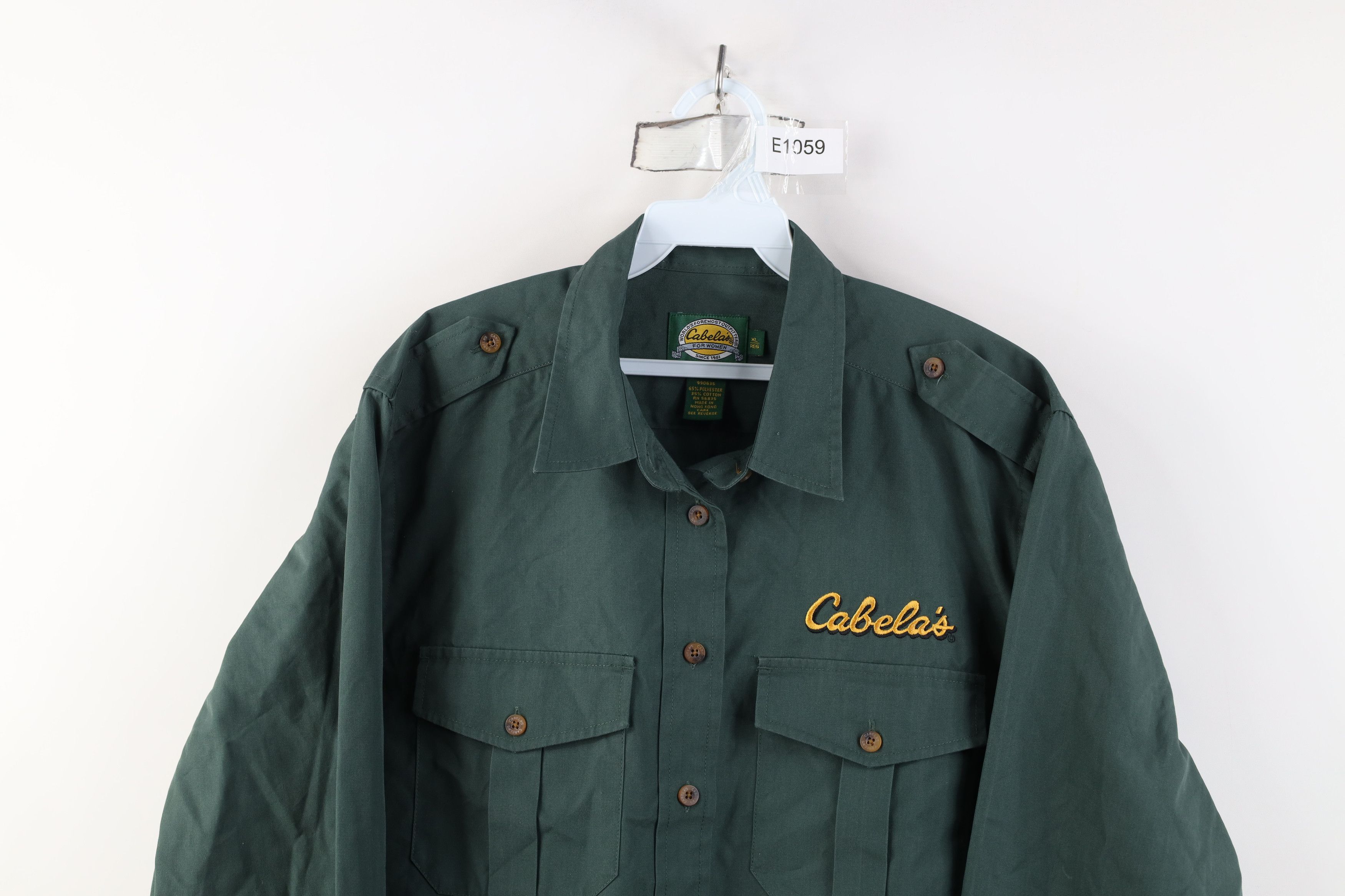 Cabelas Vintage 90s Cabelas Bush Safari Collared Button Shirt Green Size XL / US 12-14 / IT 48-50 - 2 Thumbnail