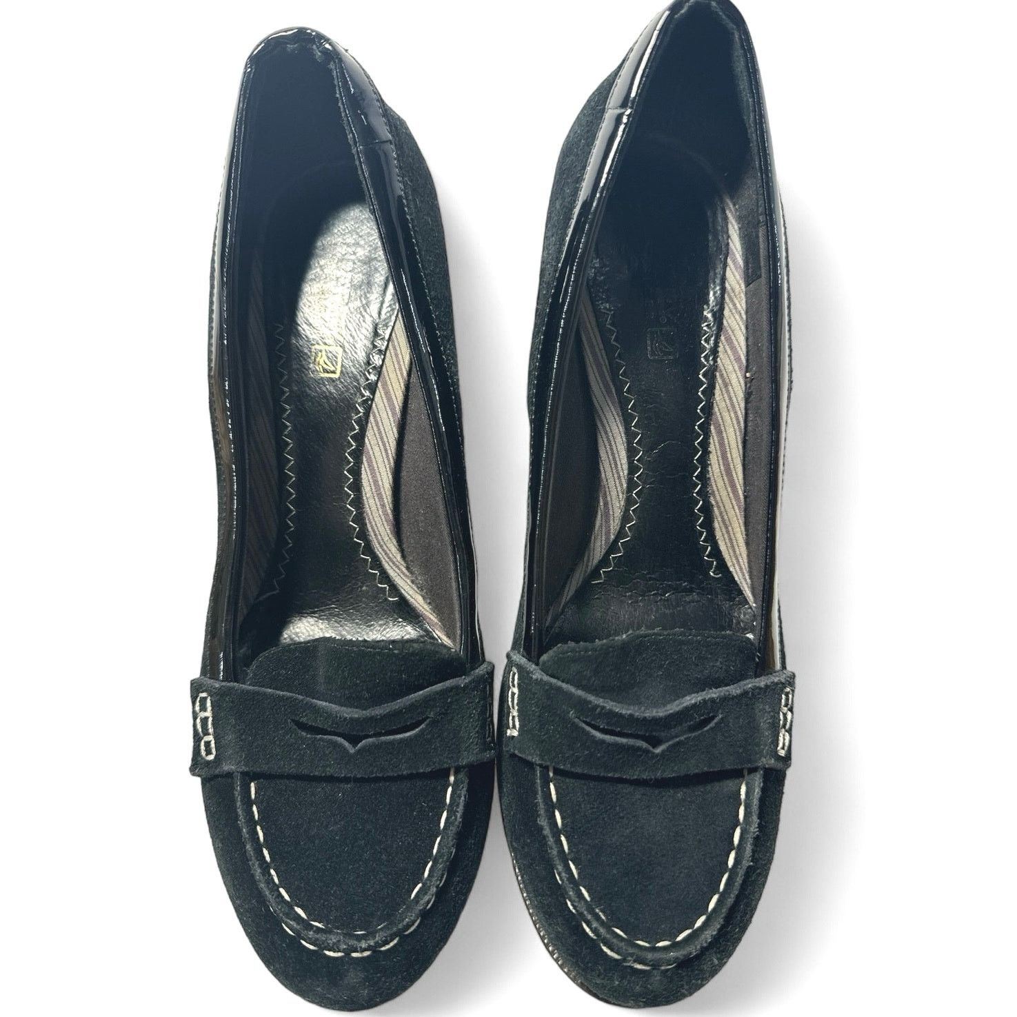 Sperry Sperry Black Suede Patent Leather Wedge Heels Women sz 8.5 Size US 8.5 / IT 38.5 - 2 Thumbnail