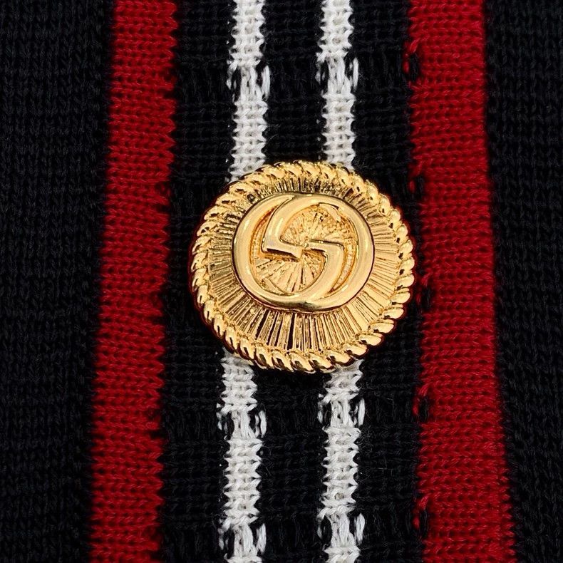 Gucci Gucci Black striped gold buckle mulberry silk knitted cardi Size US XS / EU 42 / 0 - 5 Thumbnail