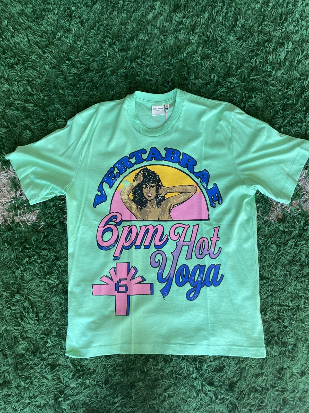 image of Vertabrae X 6Pm Season Hot Yoga Tee in Lime, Men's (Size Large)