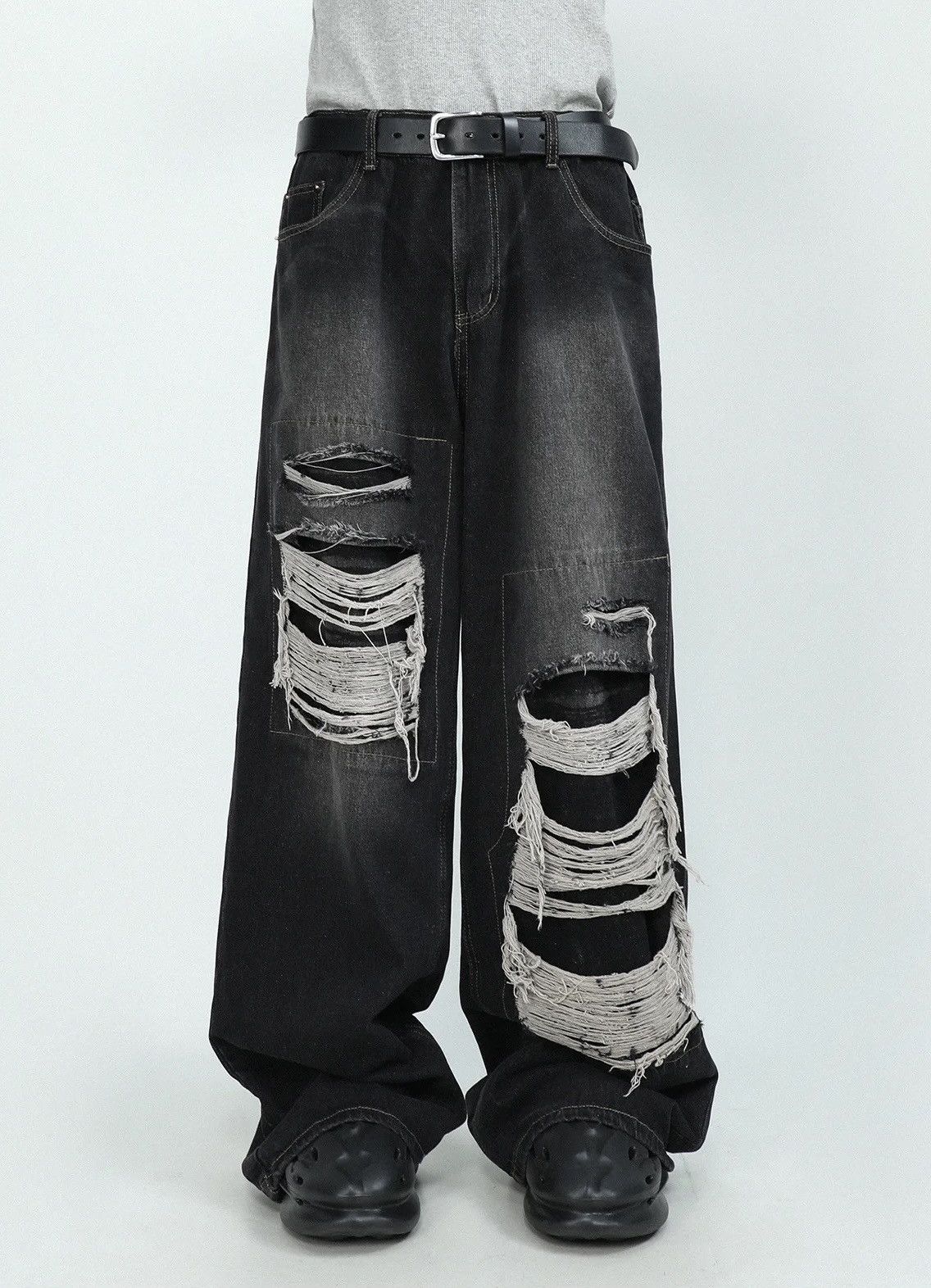 Japanese Brand × Vintage Retro punk distressed ripped hole jeans pants Size US 32 / EU 48 - 1 Thumbnail