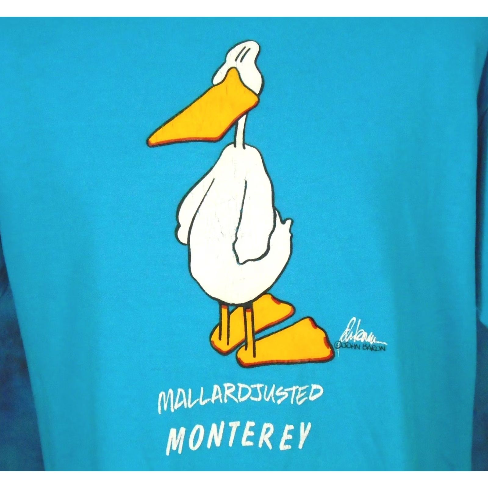 Vintage VINTAGE MALLARD-JUSTED DUCK MONTEREY CALIFORNIA CARTOON T-Shirt L 80s single stitch Men Size US L / EU 52-54 / 3 - 3 Thumbnail