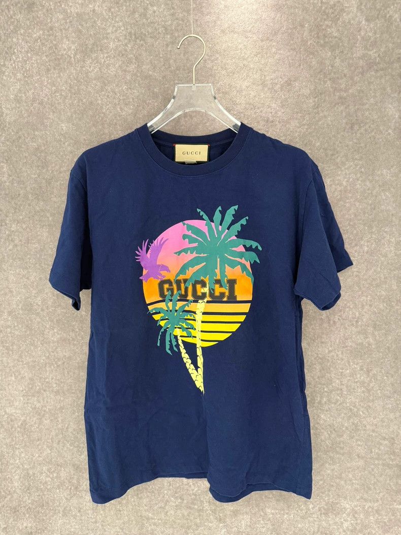 Gucci Gucci Hawaiian coconut print blue short sleeves Size S / US 4 / IT 40 - 1 Thumbnail