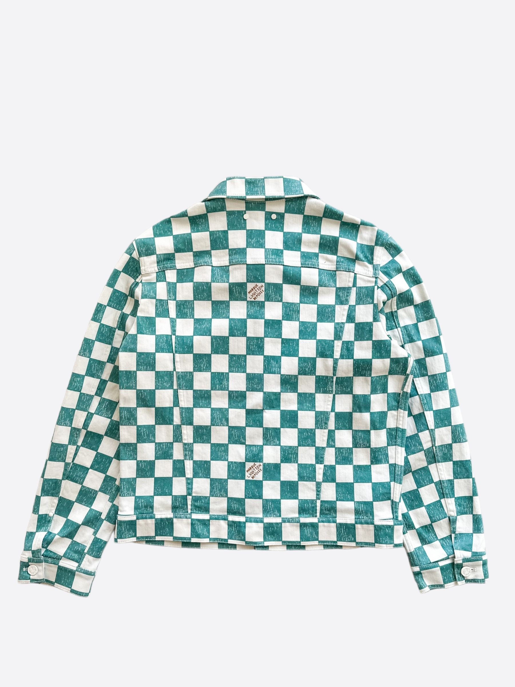 Louis Vuitton Louis Vuitton Turquoise Damier Denim Jacket Size US M / EU 48-50 / 2 - 2 Thumbnail