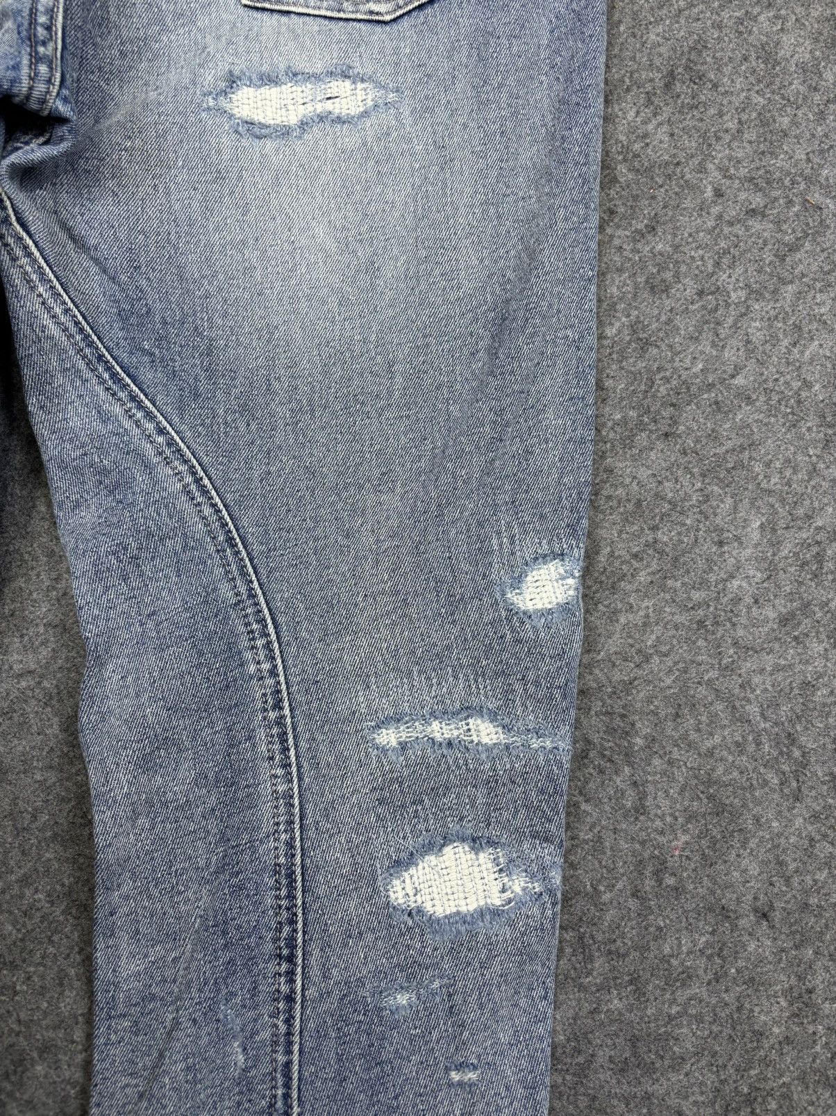 Japanese Brand 💥Japan Style💥Bit Blue Distressed Sarouel Mild Denim F806 Size US 31 - 14 Thumbnail
