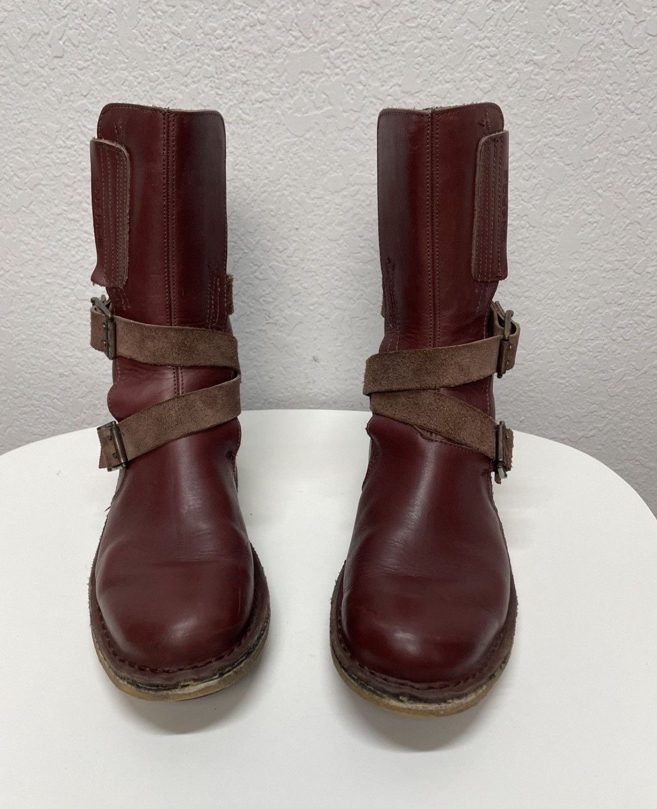 If Six Was Nine Vintage Rick Owens Vibe Burgundy Leather Moto Biker Boots Size US 9 / EU 42 - 5 Thumbnail