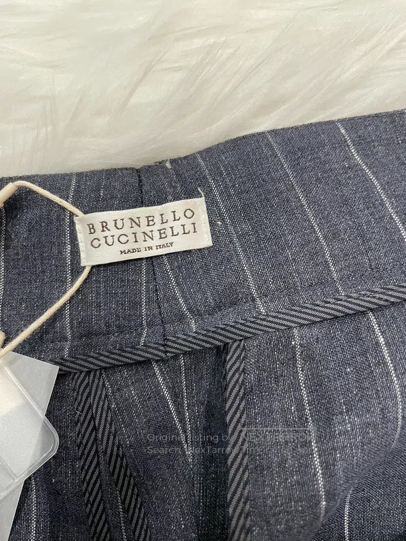 Brunello Cucinelli Brunello Cucinelli Blue Striped Linen Casual Long Trousers Size 26" / US 2 / IT 38 - 5 Thumbnail