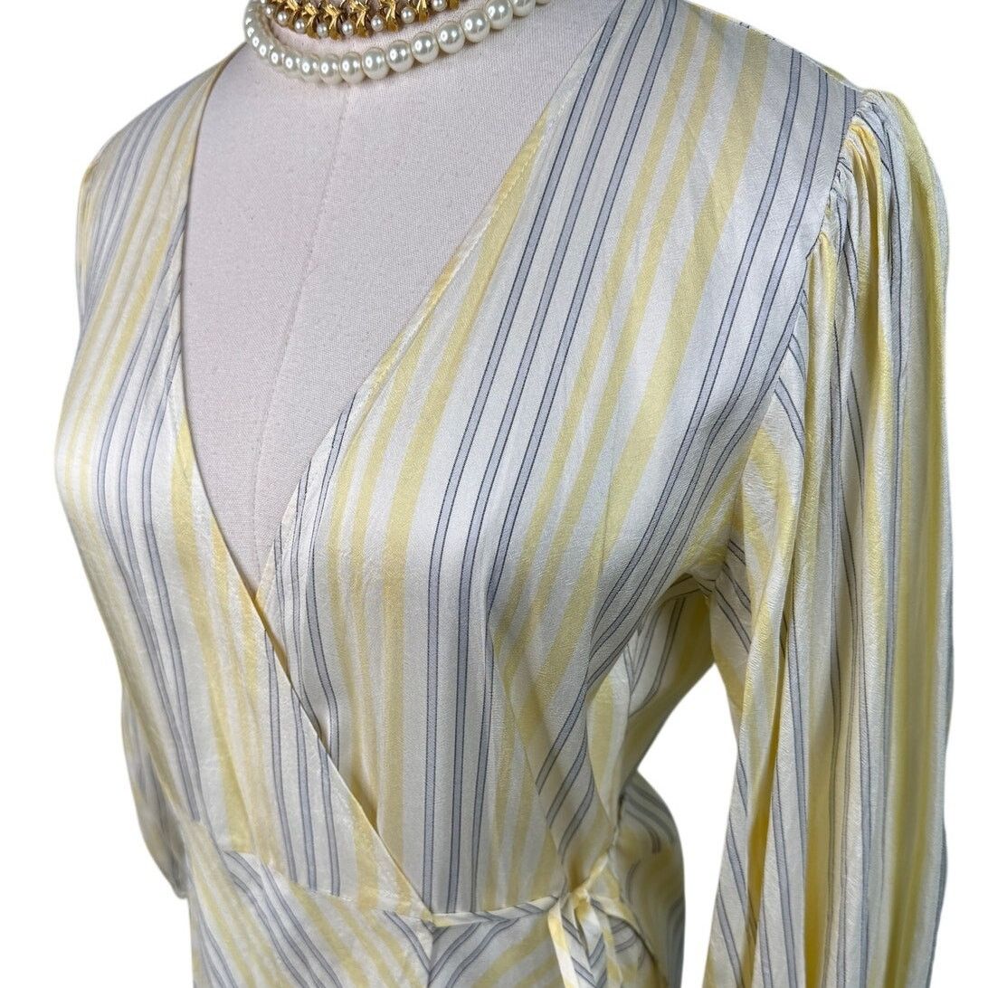 Ganni Ganni Bergamot silk wrap dress yellow stripe size 38 / US 6 Size M / US 6-8 / IT 42-44 - 9 Thumbnail