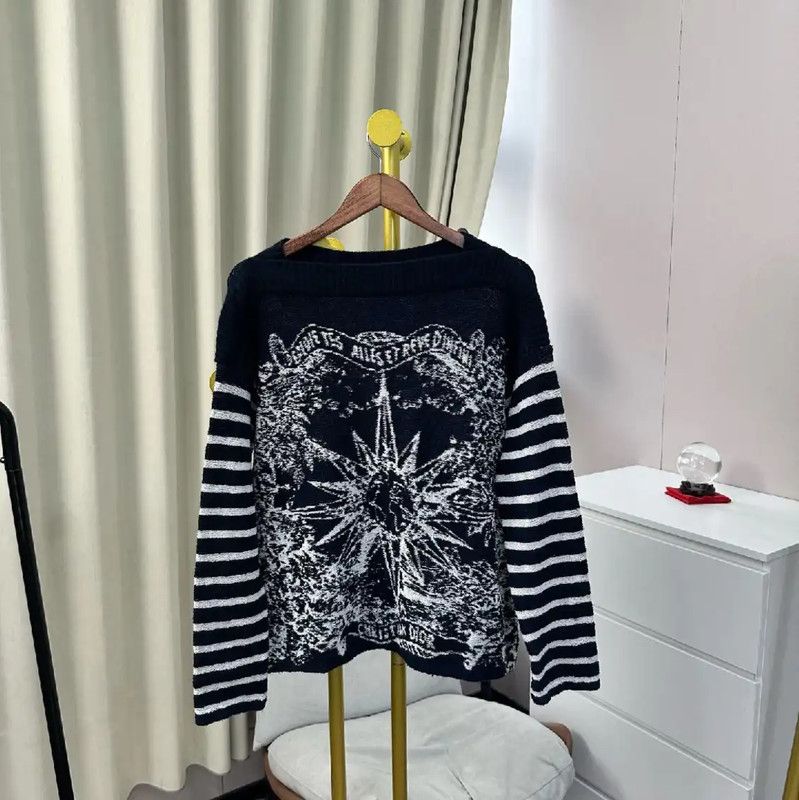 Dior Dior Navy Striped Women’s Pullover Sweater 0089 Size S / US 4 / IT 40 - 1 Thumbnail