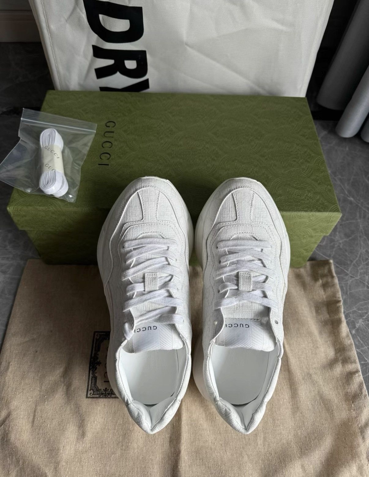 Gucci Gucci Rhyton dad sneakers, white with GG monogram K6 Size US 5.5 / IT 35.5 - 6 Thumbnail