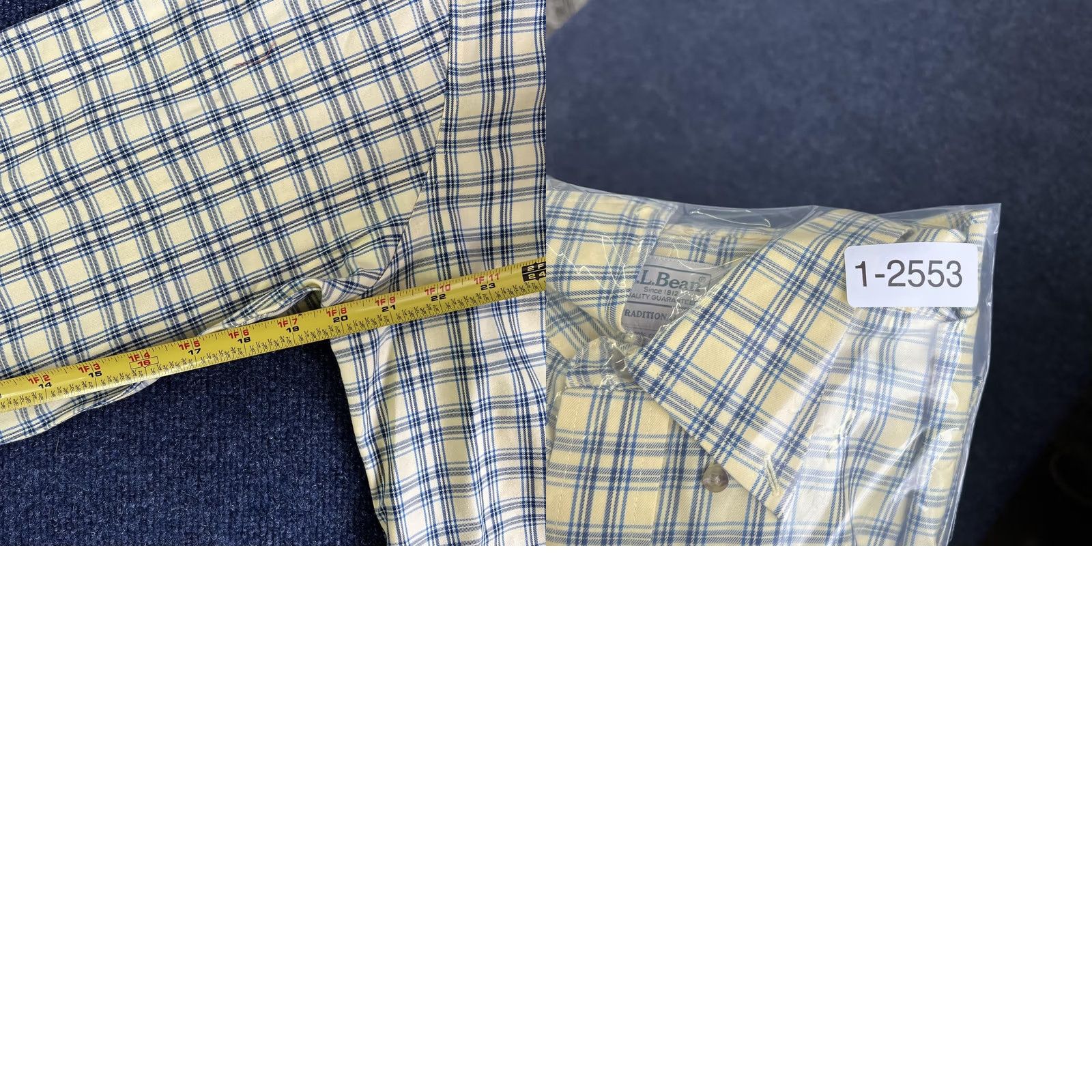 Vintage L.L.Bean Shirt Mens Large Yellow Blue Plaid Long Sleeve Button Down Cotton Shirt Size US L / EU 52-54 / 3 - 8 Thumbnail