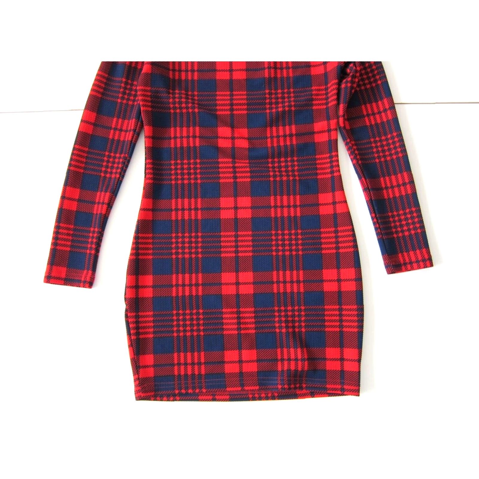 ZAFUL Zaful Blue Red Plaid Stretch Plaid Mock Neck Bodycon Pencil Dress Size 6 Size M / US 6-8 / IT 42-44 - 6 Thumbnail