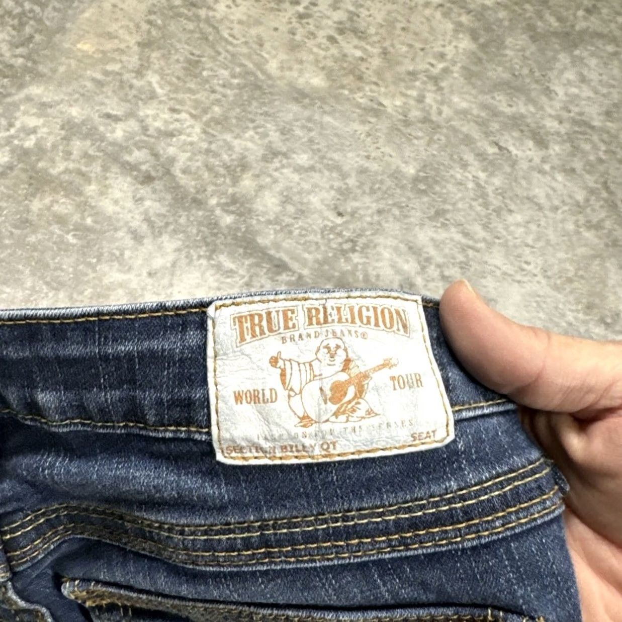 True Religion VINTAGE True Religion Jeans Womens 27 Blue Denim Straight Leg Flap Pocket Made in USA Size 27" / US 4 / IT 40 - 4 Thumbnail