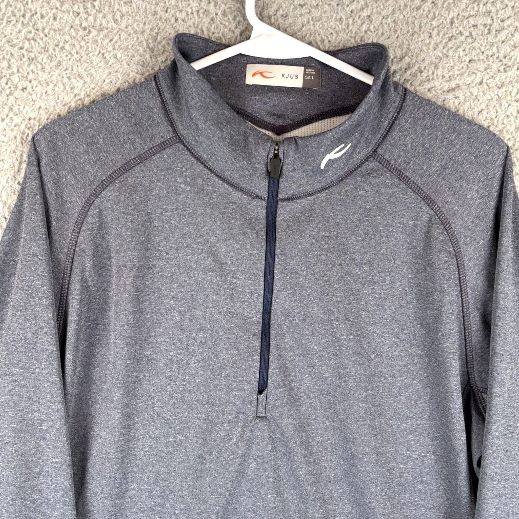 KJUS KJUS Pullover Shirt Mens Large Heather Navy Keano 1/4 Zip Lightweight Moisture Wicking UV Golf Hiking Size US L / EU 52-54 / 3 - 2 Thumbnail