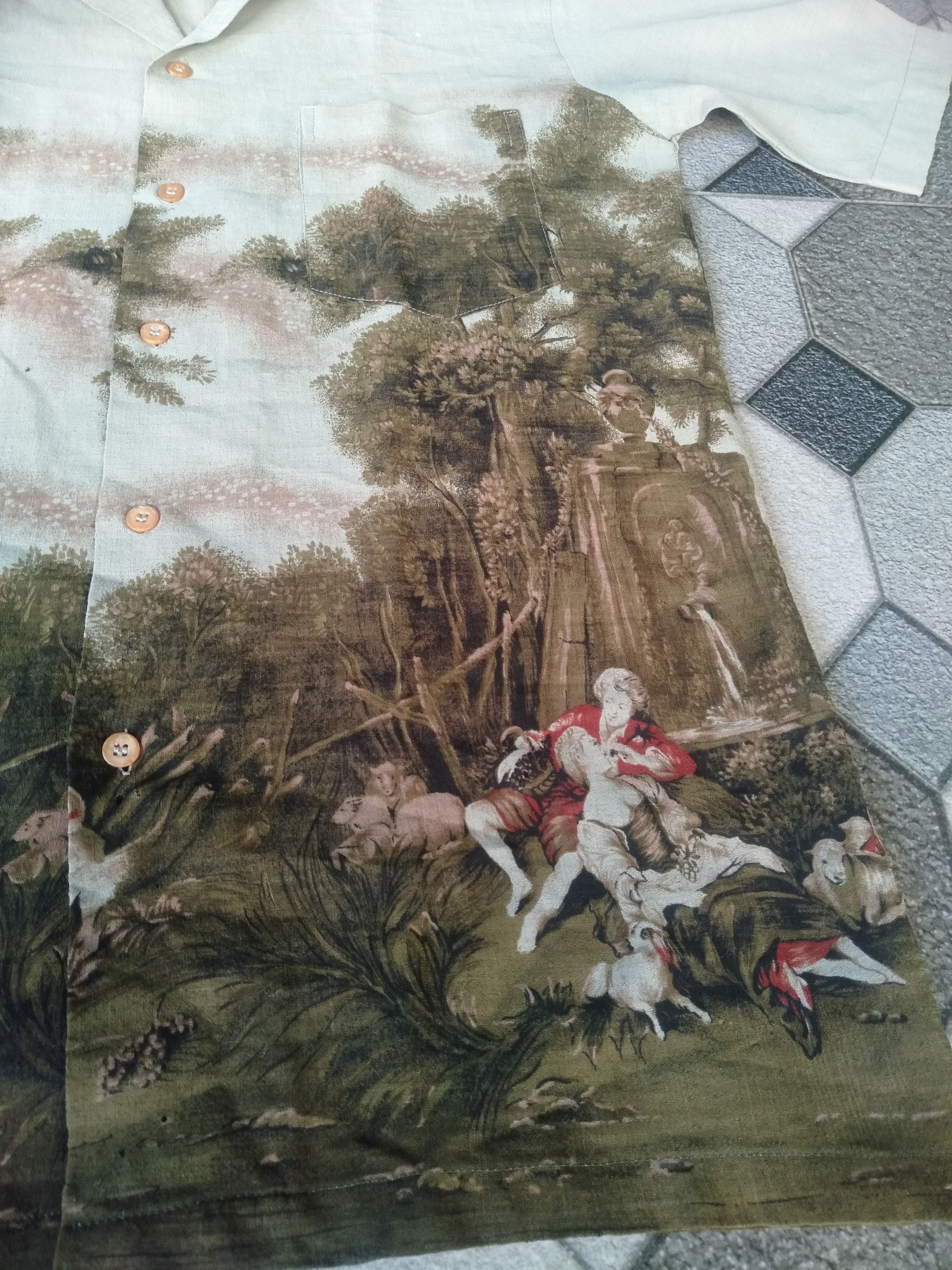 Seditionaries Vintage 80s Print Polo Shirt Louis Aubusson Painting Size US M / EU 48-50 / 2 - 7 Thumbnail