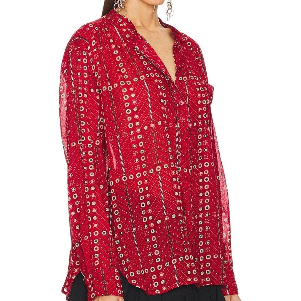 Isabel Marant Etoile NWT Isabel Marant Etoile Mexika Top in Red Button Down 36 Size S / US 4 / IT 40 - 3 Thumbnail