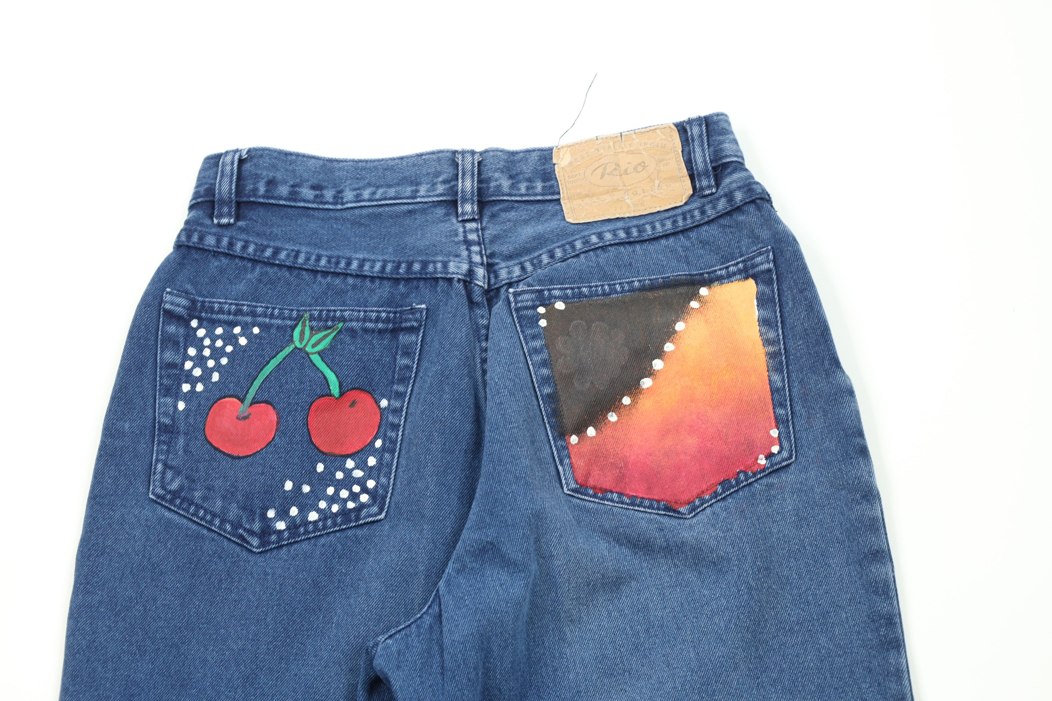 Vintage Vintage 90s Streetwear Hand Painted Cherry Tapered Leg Jeans Size 28" / US 6 / IT 42 - 11 Thumbnail