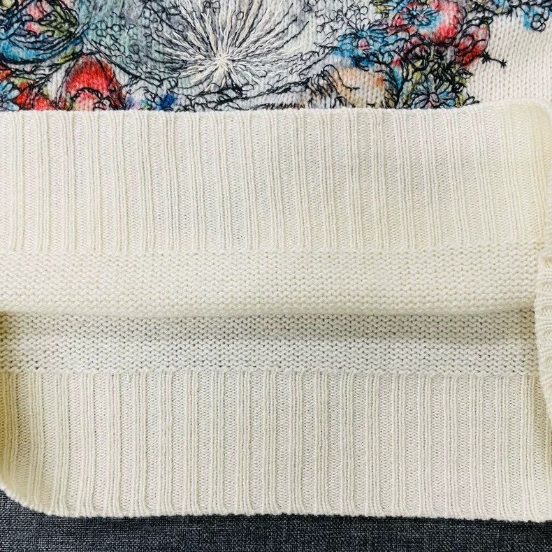 Dior Dior White cashmere chest embroidered floral pattern sweat Size XXS / US 00 / IT 34 - 3 Thumbnail
