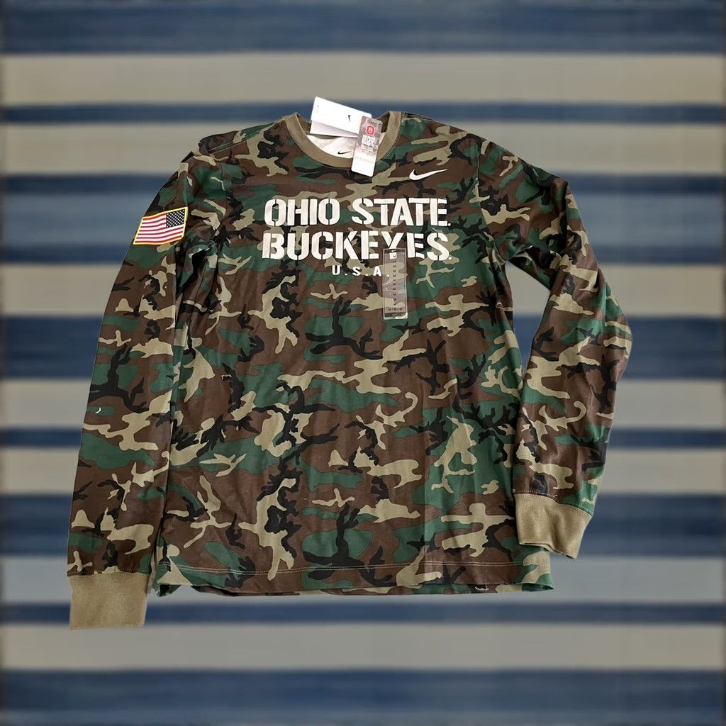 Nike Nike Ohio State Buckeyes Camouflage Long Sleeve Shirt USA Flag Dri-Fit Mens Medium NWT Size US M / EU 48-50 / 2 - 1 Thumbnail
