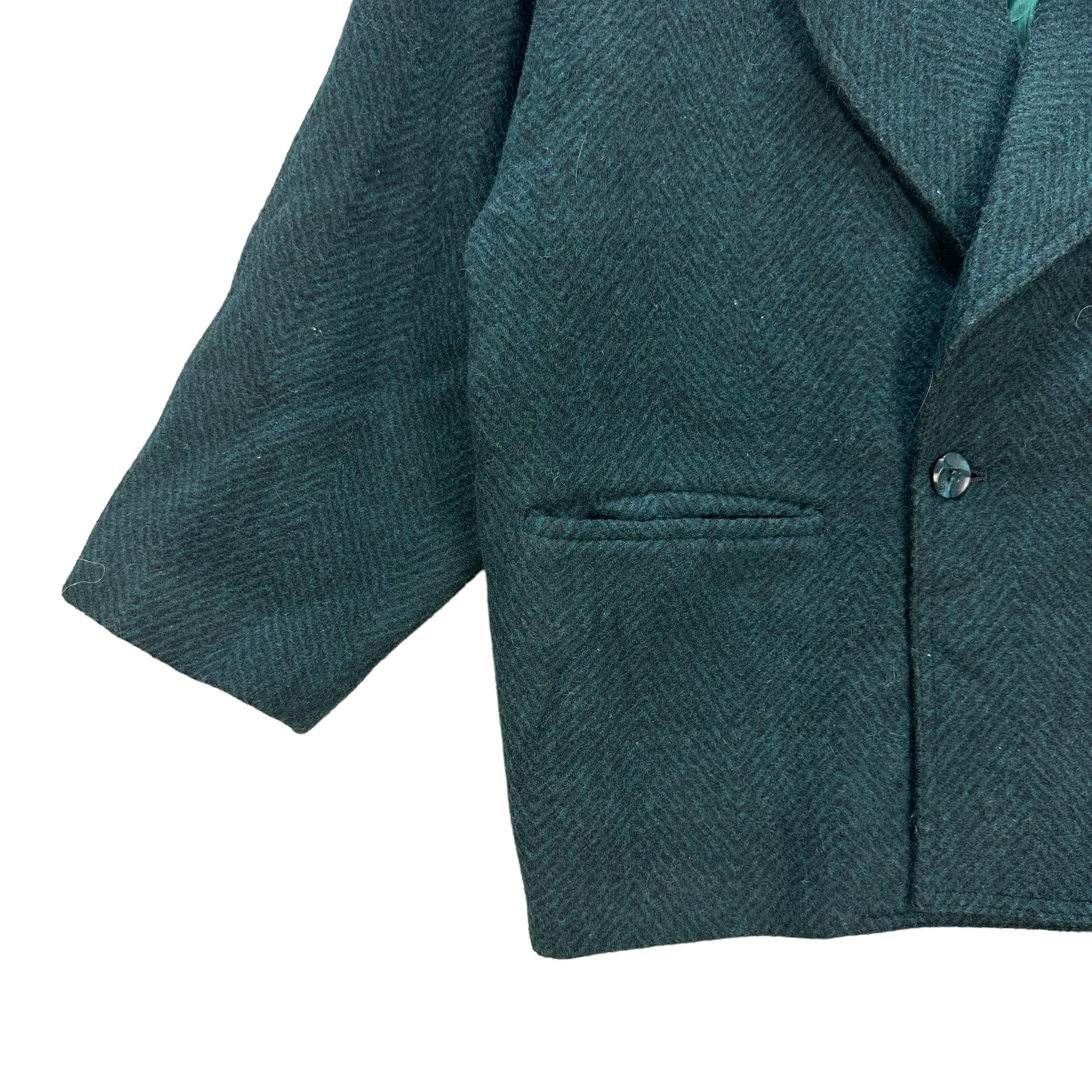 Vintage PACO ROBANNE DOUBLE BREASTED WOOL COAT HERRINGBONE #8267-219 Size L / US 10 / IT 46 - 4 Thumbnail