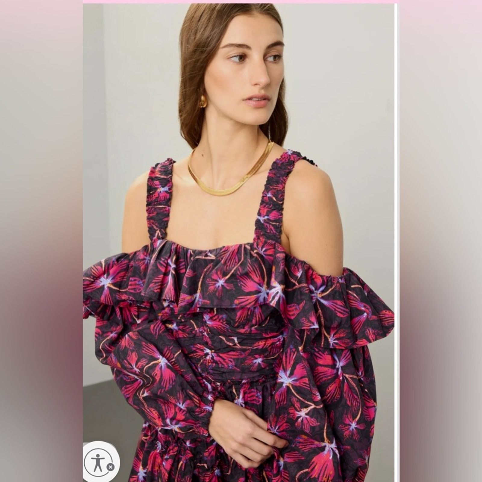 Ulla Johnson NWT Ulla Johnson $550 Red & Purple with Bishop Sleeves 2 Size XS / US 0-2 / IT 36-38 - 2 Thumbnail