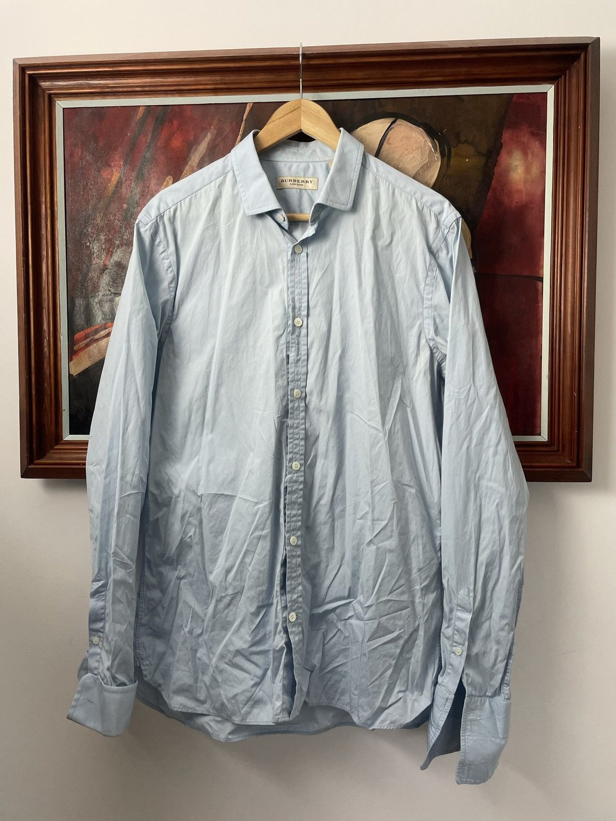 Burberry Burberry Button Up Casual Shirt Blue Luxury Designer Size US M / EU 48-50 / 2 - 1 Thumbnail