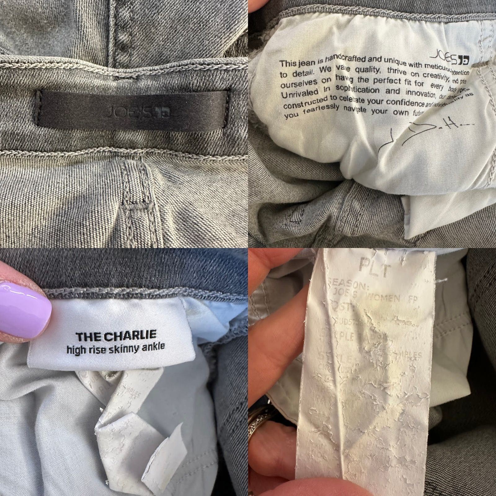Vintage Joes Jeans The Charlie High Rise Skinny Ankle Grey Cloud Wash 26 Jeans Women Button Zip Pockets Cotton Blend Stretch 5-Pocket Modern Slim Vintage No Size 26" / US 2 / IT 38 - 8 Thumbnail