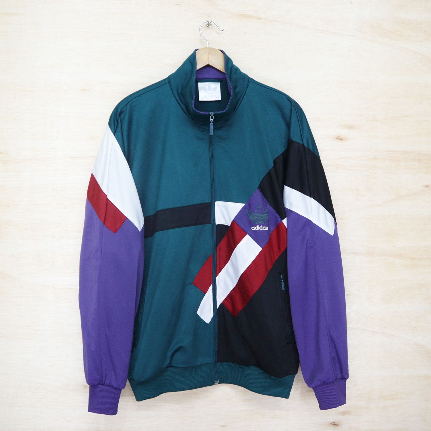 ADIDAS Multi Color Block Bomber Track Satin Jacket