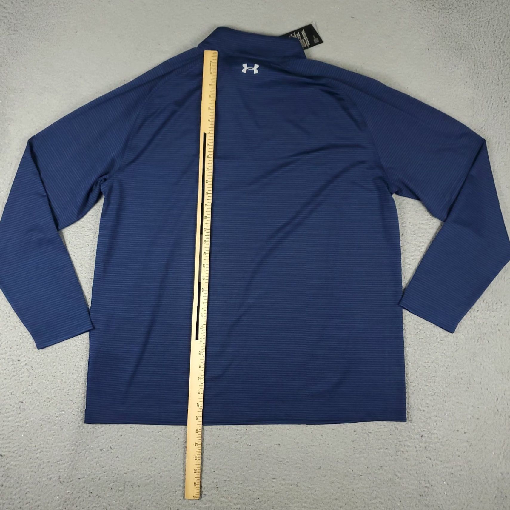 Under Armour T-Shirt Mens 2XL Blue Striped 1/4 Zip Active Pullover Long Sleeve