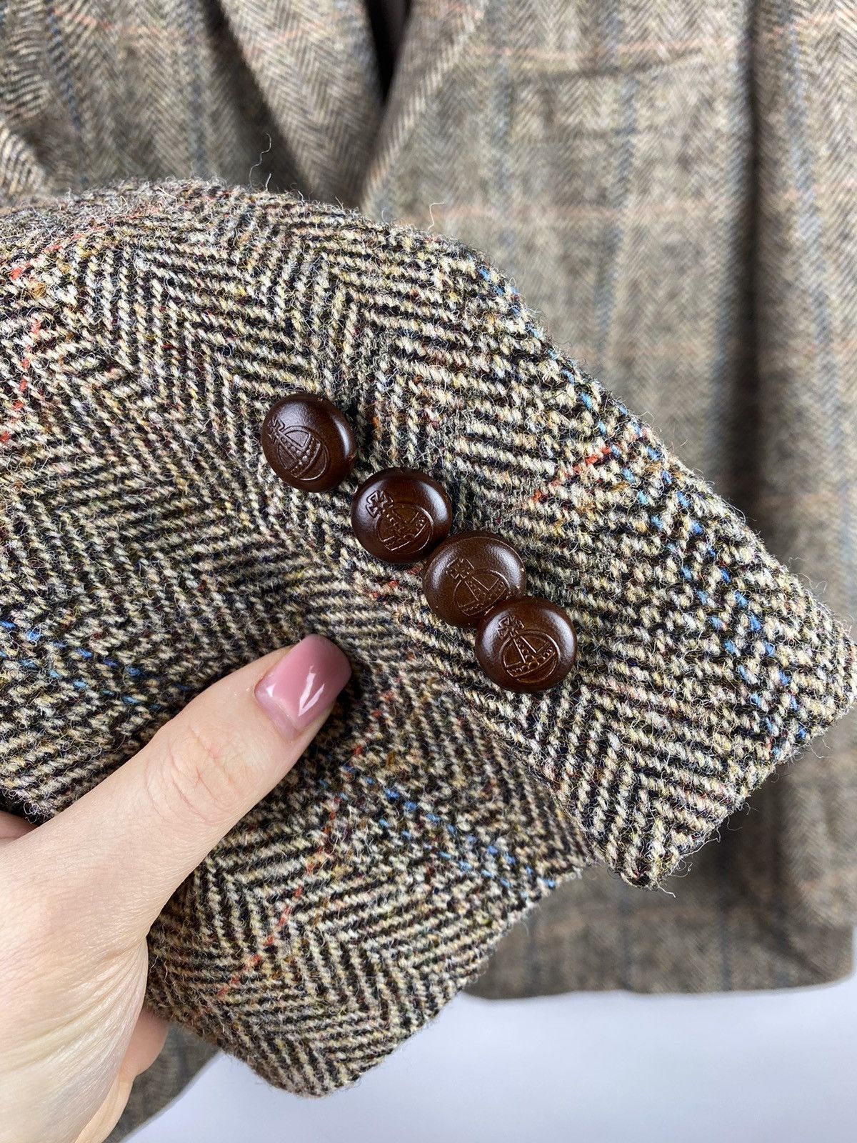Harris Tweed Barutti Harris Tweed Herringbone wool blazer jacket Size 44R - 11 Thumbnail