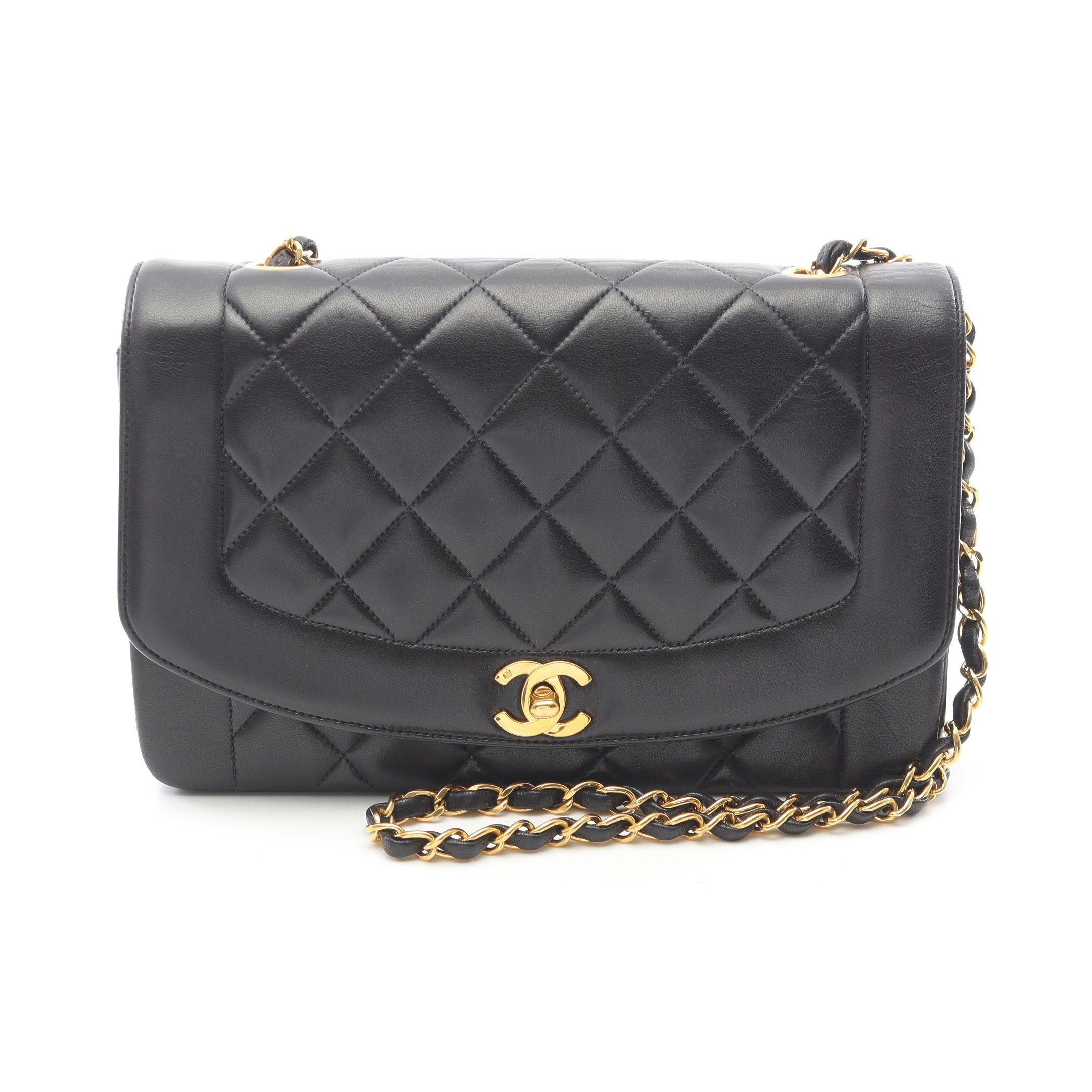 Chanel Chanel Matelasse Diana Flap Chain Shoulder Bag Lambskin Black Gold Hardware Size ONE SIZE - 1 Thumbnail