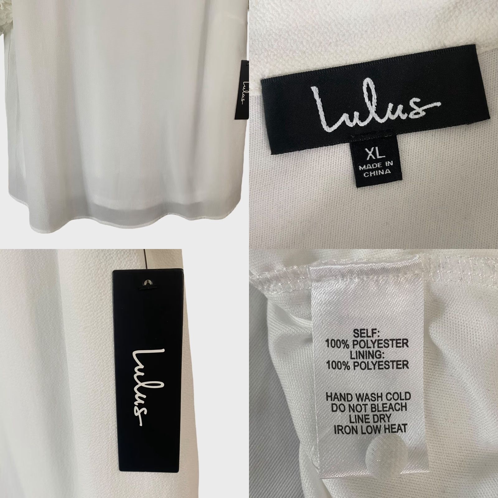 Vintage Lulu's Lisa Marie White Embroidered Top Women's XL White Lace Crochet Blouse Size XL / US 12-14 / IT 48-50 - 8 Thumbnail