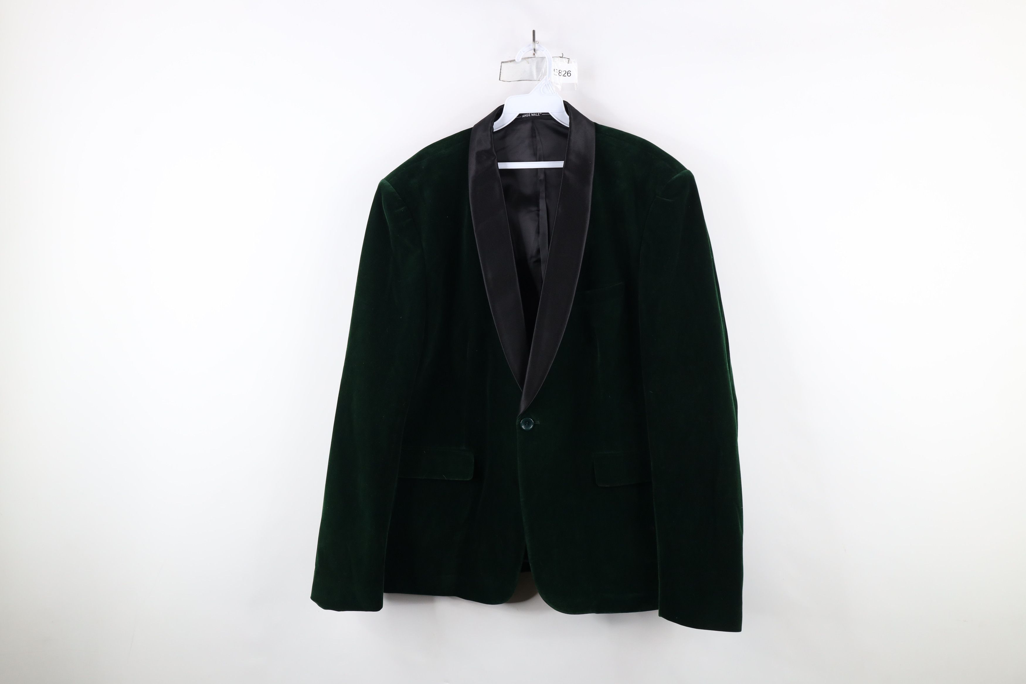 Vintage Rockabilly Velvet Velour One Button Blazer Suit Jacket Green Size US XL / EU 56 / 4 - 1 Thumbnail
