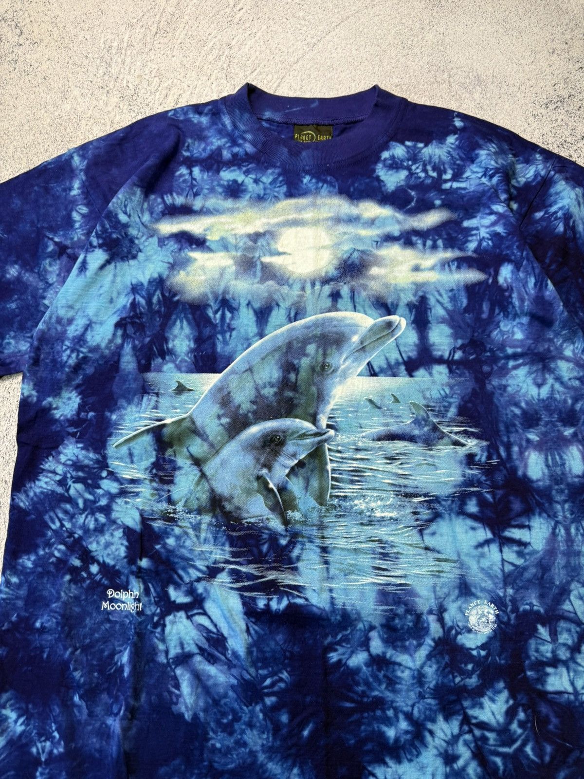The Mountain Vintage Planet Earth Dolphin Moonlight Tie Dye Shirt Size US XL / EU 56 / 4 - 12 Thumbnail