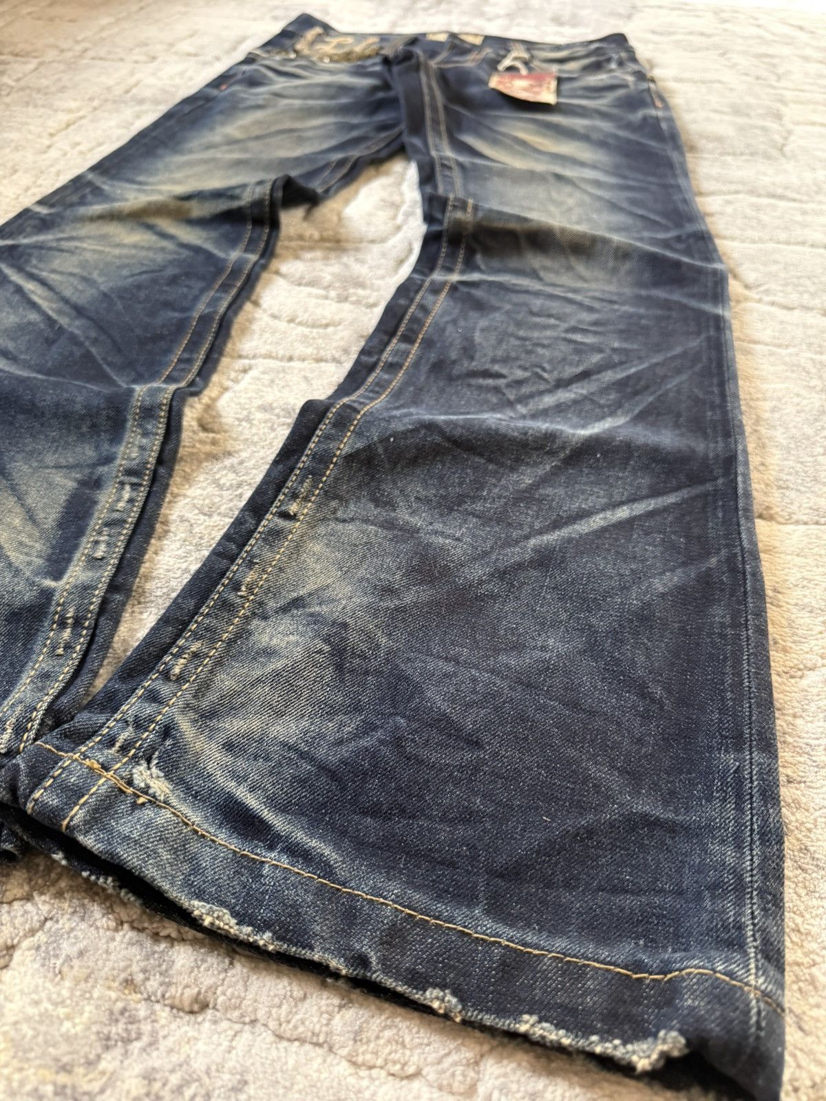 If Six Was Nine Lolita Concert Club Shadow Mud Wash Studded Flared Jeans Size US 30 / EU 46 - 9 Thumbnail