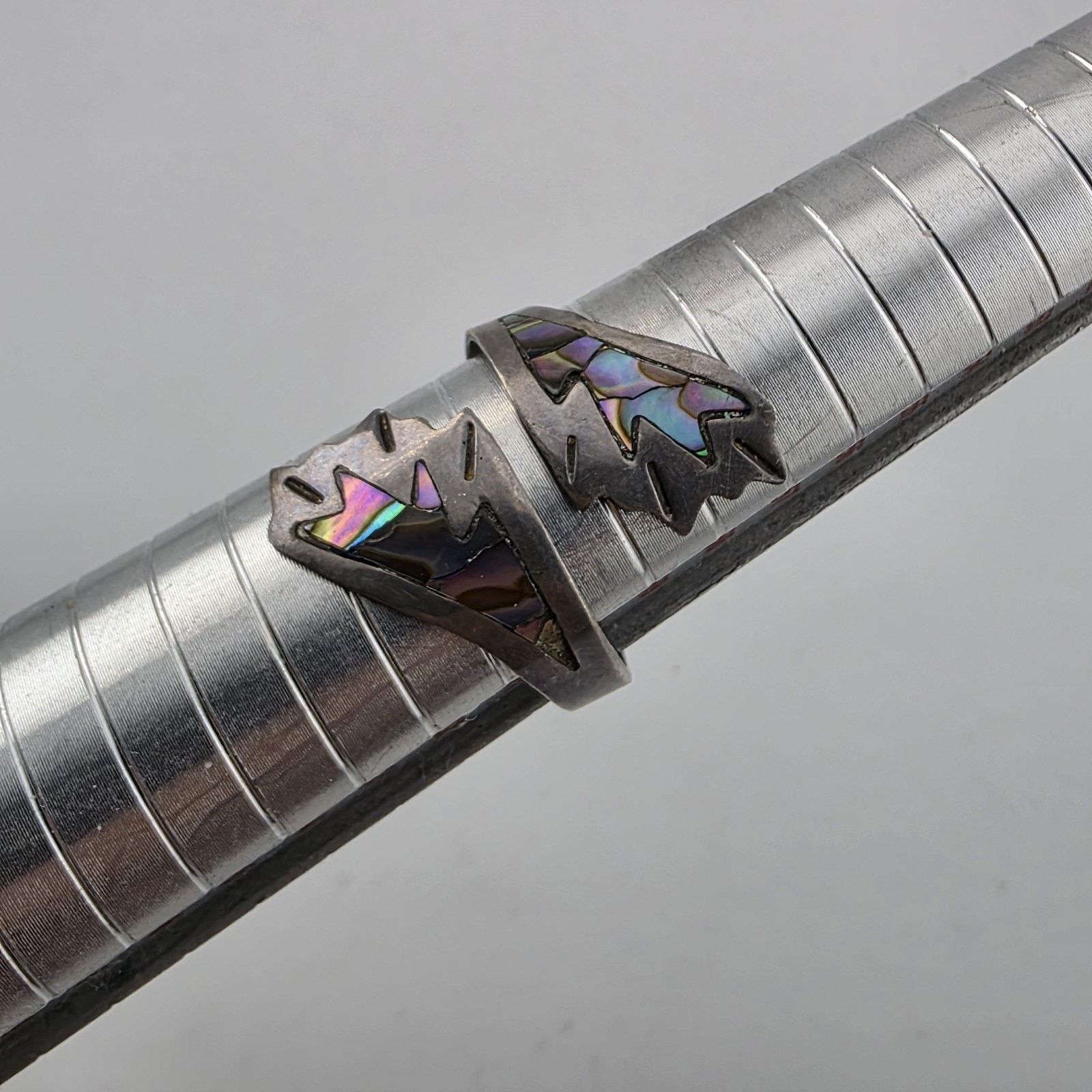 Other STERLING SILVER Ring ABALONE BYPASS 8 SIGNED APS MEXICAN Size ONE SIZE - 2 Thumbnail