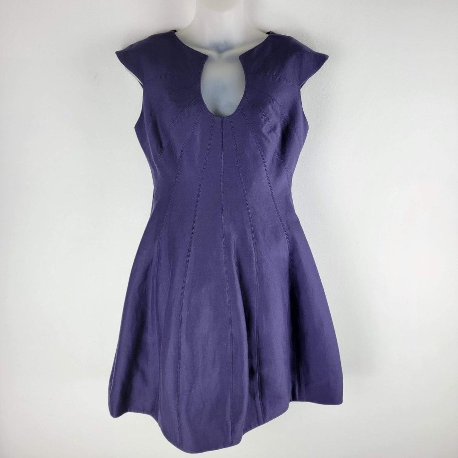 image of New Halston Heritage Sleeveless Silk Dress Purple Short 4, Women's (Size Small)