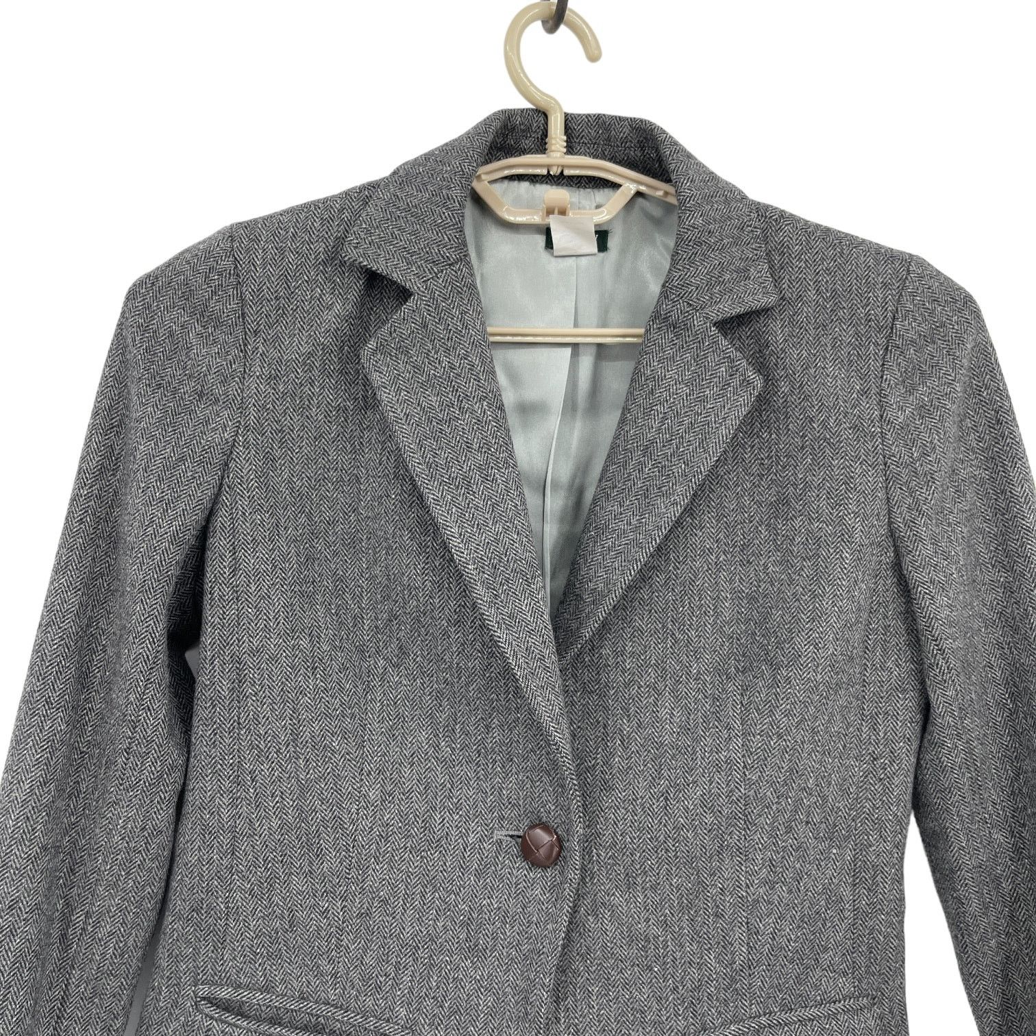 J.Crew J Crew Womens Herringbone Tweed Gray Black Blazer Jacket 2 Size S / US 4 / IT 40 - 2 Thumbnail