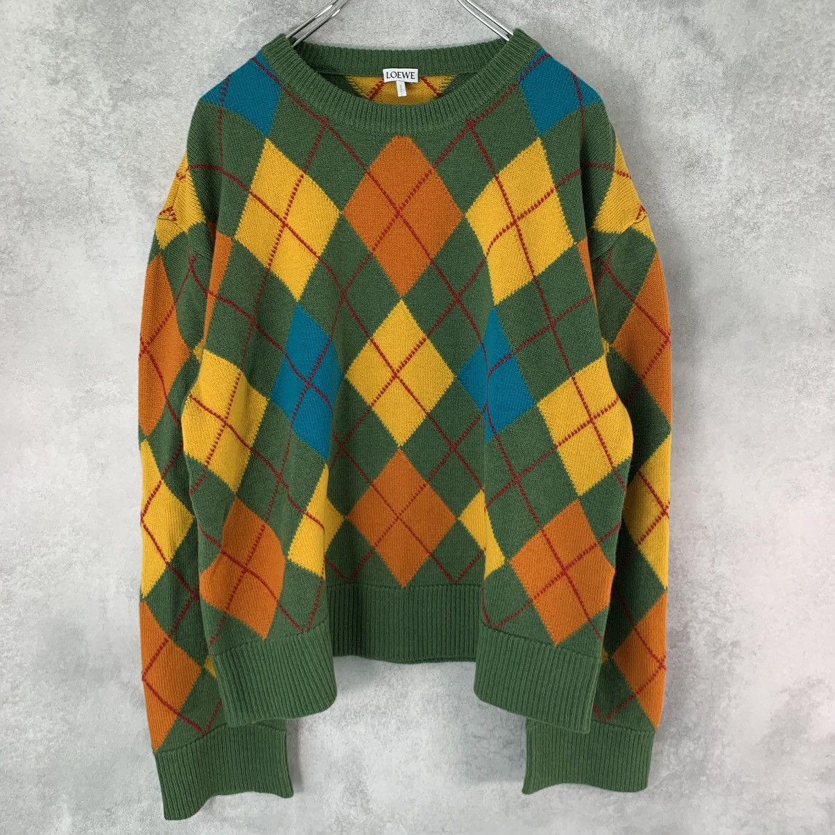 image of Loewe Argyle Wool Sweater Green Multi, Women's (Size Small)