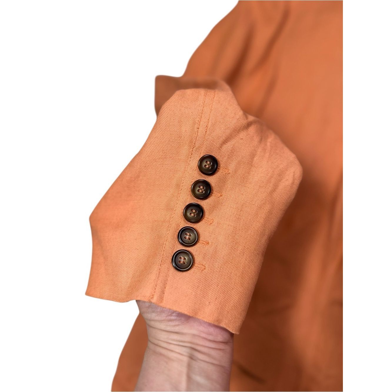 Anne Klein New Anne Klein Linen Orange Mandarin Collar Button Jacket S Size 4XL / US 24-26 - 6 Thumbnail